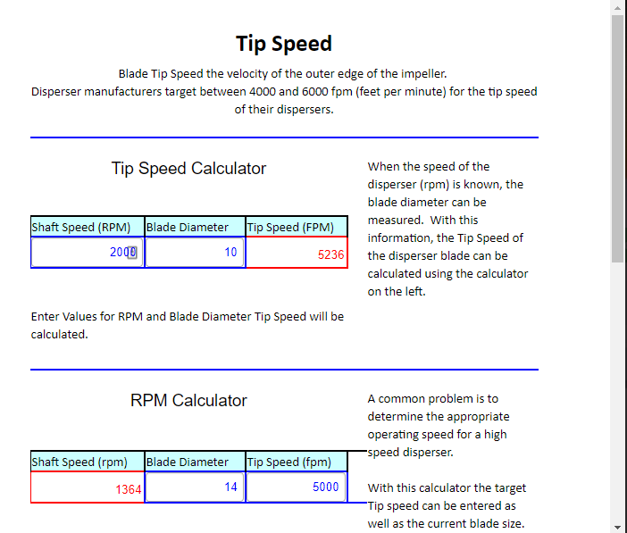 Tip Speed Calculator